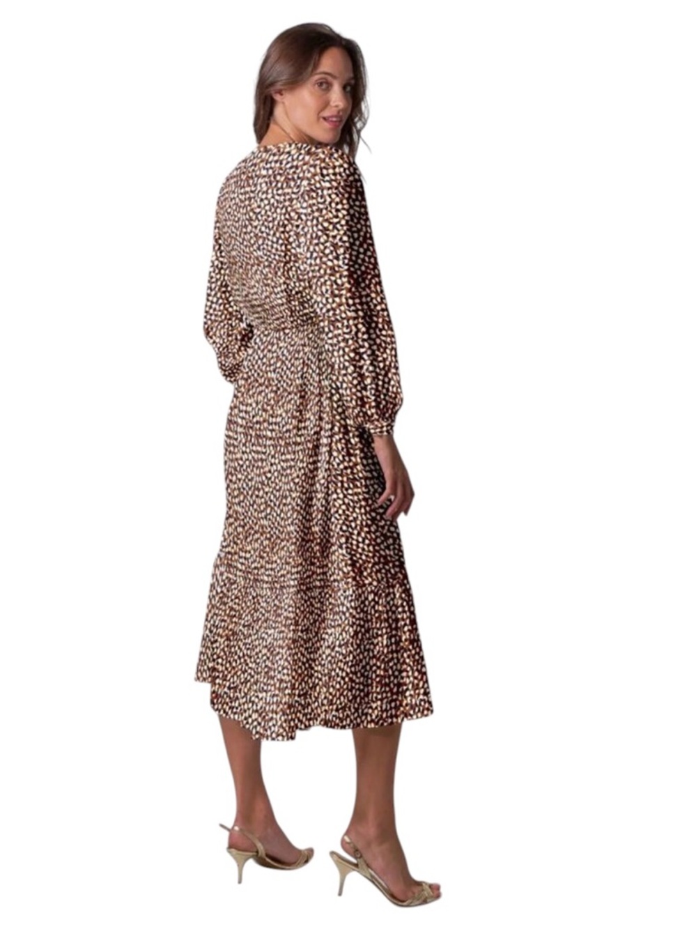 NWT TUCKER Women’s Silk Juliette Dress in Cinnamon Spots size XL - Picture 2 of 8